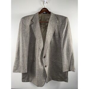 Barrington Men's Silk Tweed Blazer Sz 42R Beige Herringbone Pattern Formal EUC!!